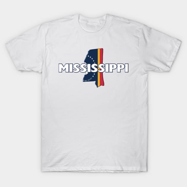 Mississippi Colored State T-Shirt by m2inspiration